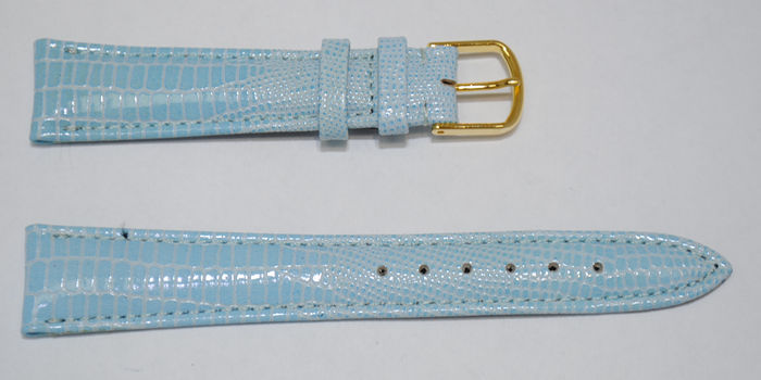 Bracelet De Montre ZRC En Cuir Grain Lézard - Bleu Ciel - Largeur 12 Mm - Neuf Avec étiquettes