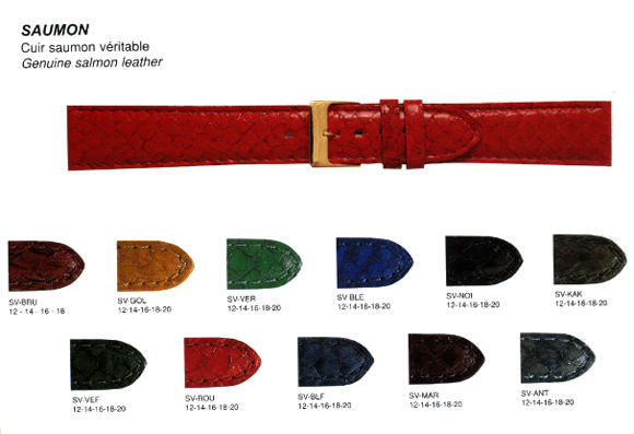 bracelet montre en cologique cuir de saumon vritable