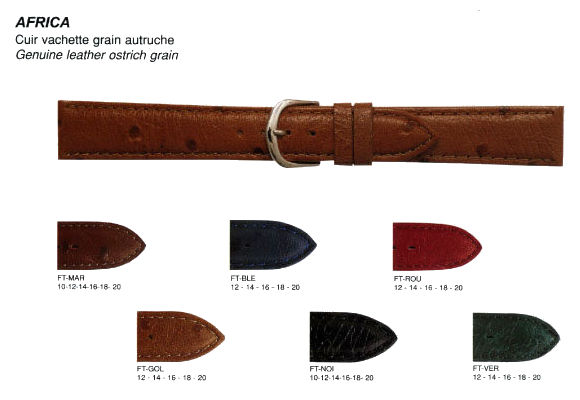 bracelet montre cuir grain autruche